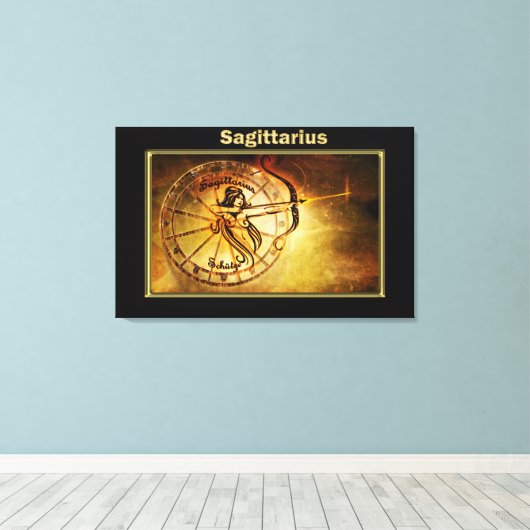 Sagittarius Zodiac Astrology design Canvas Afdruk (Insitu (Houten vloer))
