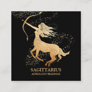 *~* SAGITTARIUS Zodiac Astrology Readings on Black Vierkante Visitekaartje