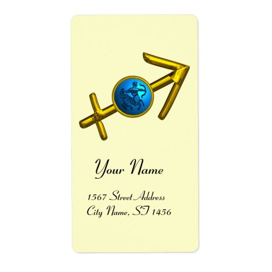 SAGITTARIUS ZODIAC BIRTHDAY Blue Turquoise Etiket (Voorkant)