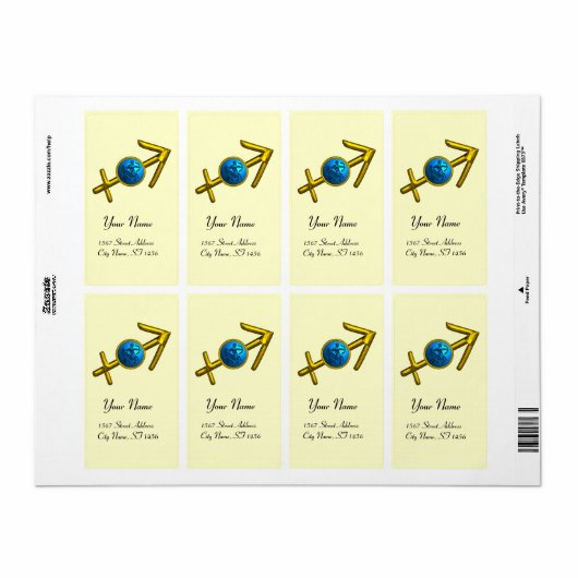 SAGITTARIUS ZODIAC BIRTHDAY Blue Turquoise Etiket (Full Sheet)