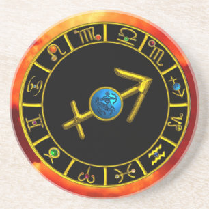 SAGITTARIUS ZODIAC BIRTHDAY JEWEL Astrology Chart Zandsteen Onderzetter