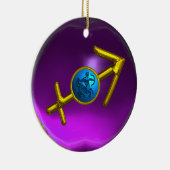 SAGITTARIUS ZODIAC BIRTHDAY JEWEL Blue Paars Gem Keramisch Ornament (Rechts)