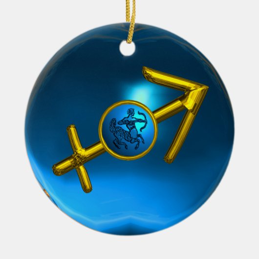 SAGITTARIUS ZODIAC BIRTHDAY JEWEL Blue Paars Keramisch Ornament (Voorkant)
