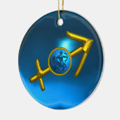 SAGITTARIUS ZODIAC BIRTHDAY JEWEL Blue Paars Keramisch Ornament (Links)