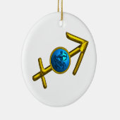 SAGITTARIUS ZODIAC BIRTHDAY JEWEL Blue Turquoise Keramisch Ornament (Rechts)
