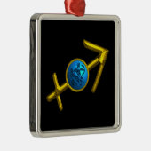 SAGITTARIUS ZODIAC BIRTHDAY JEWEL Blue Turquoise Metalen Ornament (Rechts)