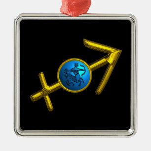 SAGITTARIUS ZODIAC BIRTHDAY JEWEL Blue Turquoise Metalen Ornament