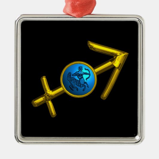 SAGITTARIUS ZODIAC BIRTHDAY JEWEL Blue Turquoise Metalen Ornament (Voorkant)
