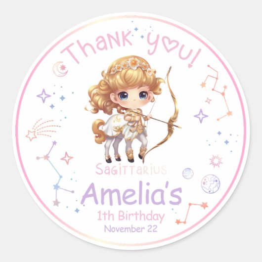 Sagittarius Zodiac Birthday Ronde Sticker (Voorkant)