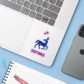 Sagittarius Zodiac Blue Silhouette Centaur Sticker (Laptop met iPhone)