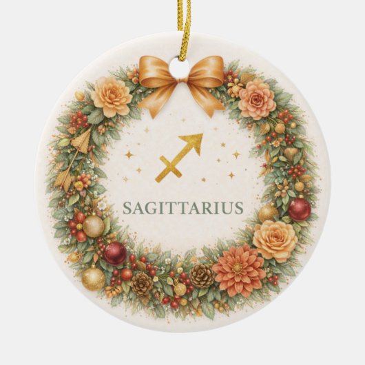 Sagittarius Zodiac Christmas Ornament – Woodland W (Voorkant)