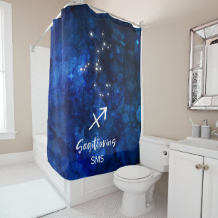 Sagittarius Zodiac Constellation Galaxy Monogram Douchegordijn