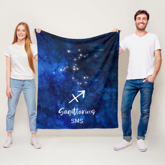 Sagittarius Zodiac Constellation Galaxy Monogram Fleece Deken (In situ)