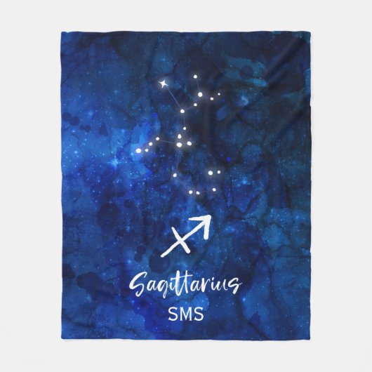 Sagittarius Zodiac Constellation Galaxy Monogram Fleece Deken (Voorkant)