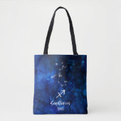Sagittarius Zodiac Constellation Galaxy Monogram Tote Bag (Voorkant)
