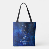 Sagittarius Zodiac Constellation Galaxy Monogram Tote Bag (Achterkant)