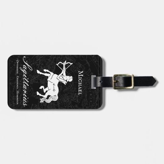  Sagittarius Zodiac Custom  Astrology Black Bagagelabel (Voorkant horizontaal)