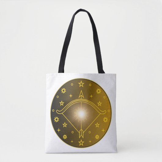 Sagittarius Zodiac Emblem Minimal Celestial Symbol Tote Bag (Voorkant)