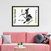 Sagittarius Zodiac Framed Green Canvas Afdruk (Insitu (Woonkamer))