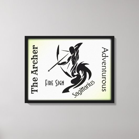 Sagittarius Zodiac Framed Green Canvas Afdruk (Voorkant)