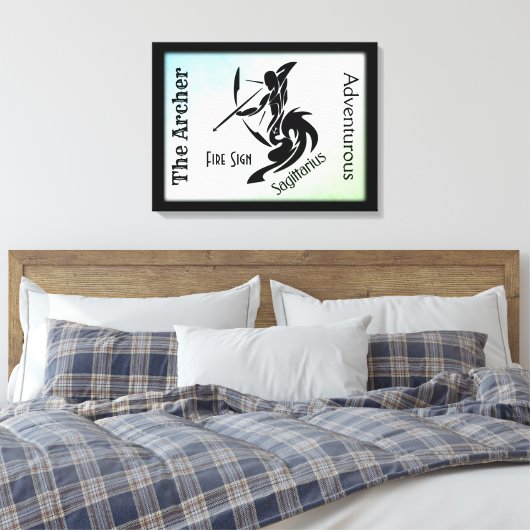 Sagittarius Zodiac Framed Green Canvas Afdruk (Insitu (Slaapkamer))