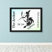 Sagittarius Zodiac Framed Green Canvas Afdruk (Insitu (Houten vloer))