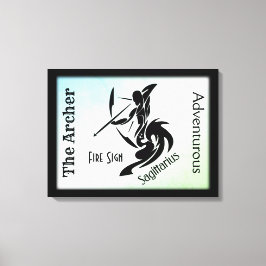 Sagittarius Zodiac Framed Green Canvas Afdruk