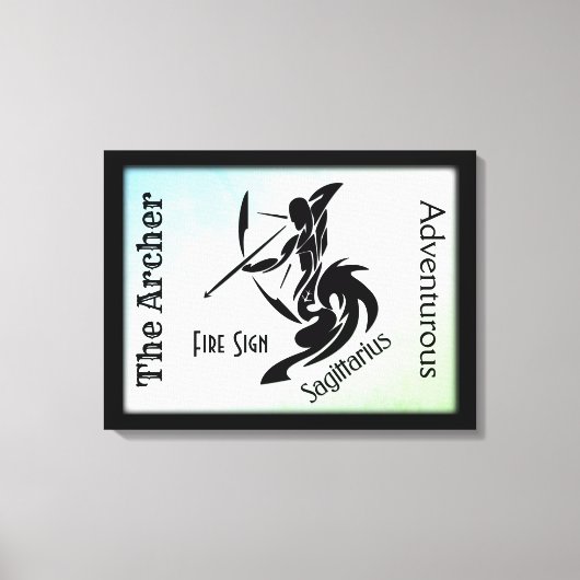 Sagittarius Zodiac Framed Green Canvas Afdruk (Voorkant)