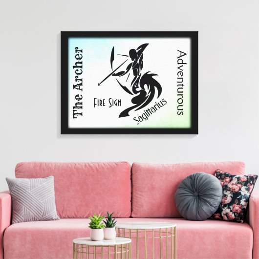 Sagittarius Zodiac Framed Green Canvas Afdruk (Insitu (Woonkamer))