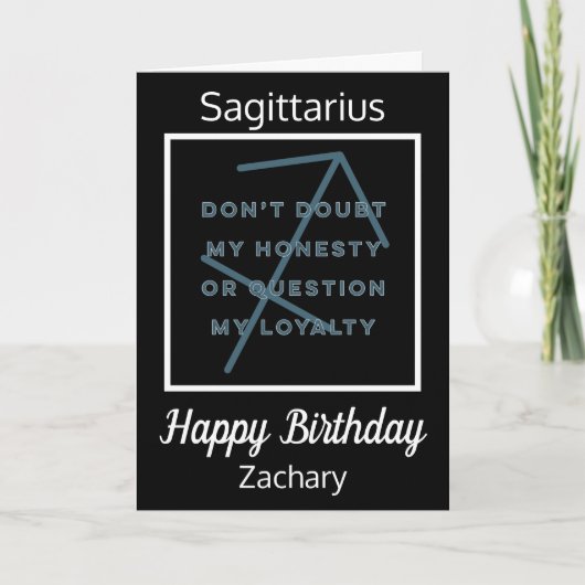 Sagittarius Zodiac Fun Quote Black & White Birthda Kaart (Voorkant)