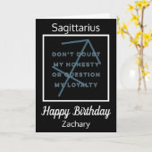 Sagittarius Zodiac Fun Quote Black & White Birthda Kaart (Gele Bloem)