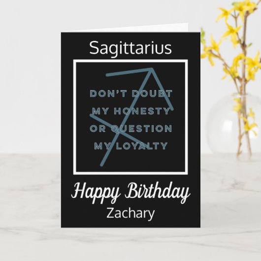 Sagittarius Zodiac Fun Quote Black & White Birthda Kaart (Gele Bloem)