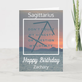 Sagittarius Zodiac Fun Quote Blue & White Birthday Kaart