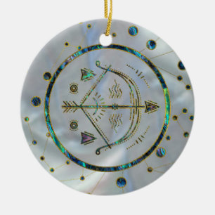Sagittarius Zodiac Gold Abalone op constellatie Keramisch Ornament