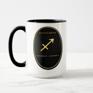 Sagittarius Zodiac Gold Oval Emblem Mug | Luxury A Mok