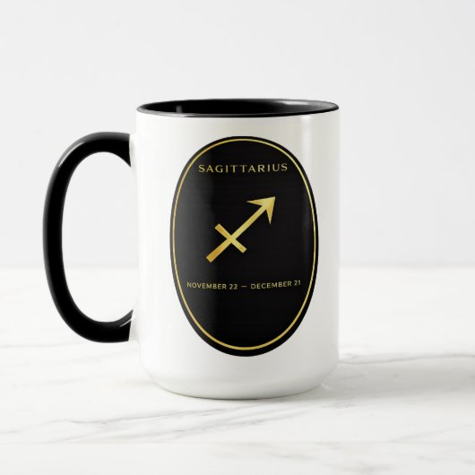 Sagittarius Zodiac Gold Oval Emblem Mug | Luxury A Mok (Links)