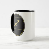 Sagittarius Zodiac Gold Oval Emblem Mug | Luxury A Mok (Voorkant links)