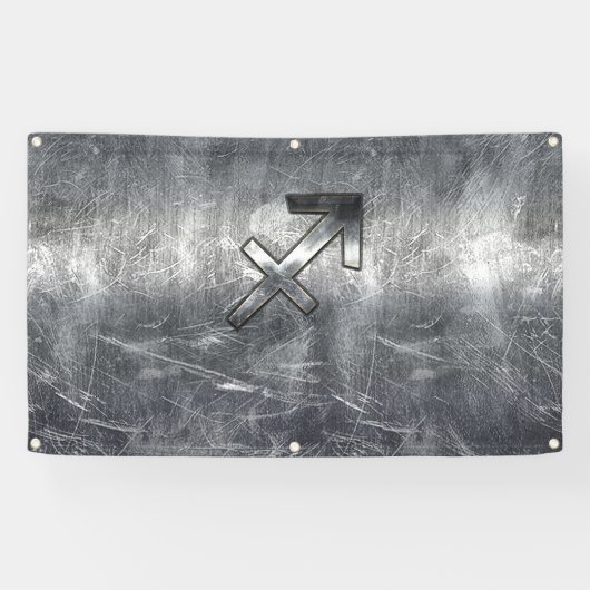Sagittarius Zodiac in Grunge Distress Steel look Spandoek (Horizontaal)