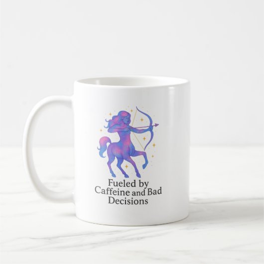 Sagittarius Zodiac Mug – Fueled by Caffeine and Ba Koffiemok (Links)