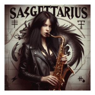 Sagittarius Zodiac Musician Saxophone Foto Afdruk