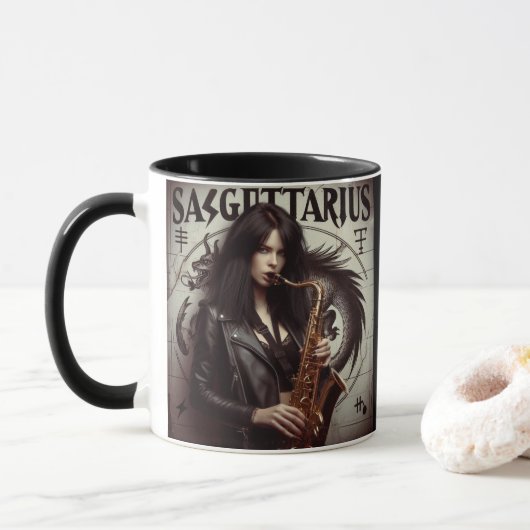 Sagittarius Zodiac Musician Saxophone Mok (Met donut)