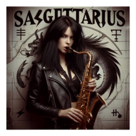 Sagittarius Zodiac Musician Saxophone Perfect Poster