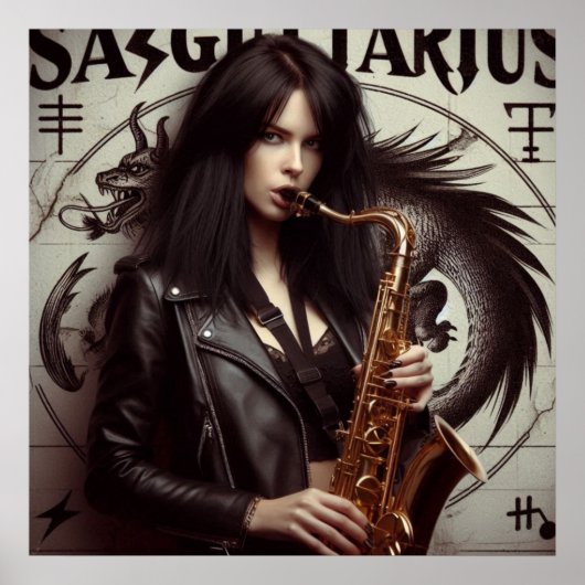 Sagittarius Zodiac Musician Saxophone Poster (Voorkant)
