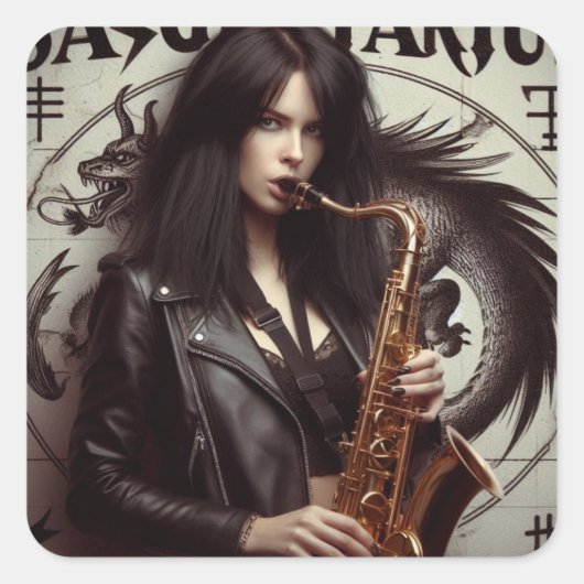 Sagittarius Zodiac Musician Saxophone Vierkante Sticker (Voorkant)
