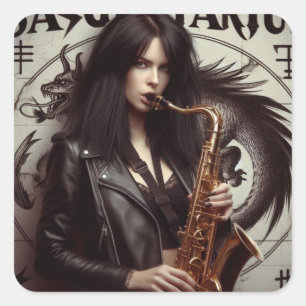 Sagittarius Zodiac Musician Saxophone Vierkante Sticker
