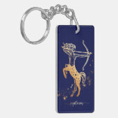 Sagittarius Zodiac Navy Blue Gold Sleutelhanger De (Voorkant Links)