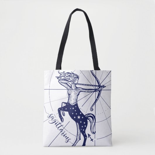 Sagittarius Zodiac Navy Gold Monochrome Tas (Voorkant)