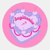 Sagittarius Zodiac Pastel Hart Verjaardagstaart Ronde Sticker (Voorkant)