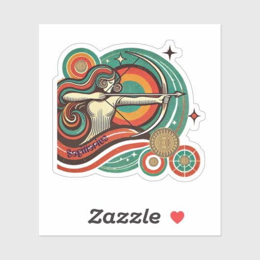 Sagittarius Zodiac Retro Sticker (Vel)