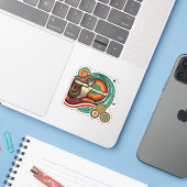 Sagittarius Zodiac Retro Sticker (Laptop met iPhone)